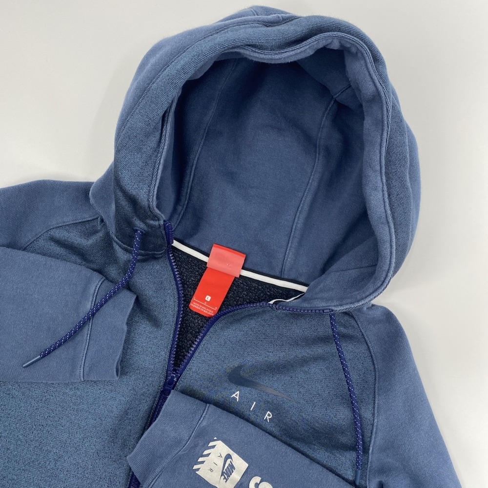 Nike Air Hoodie Mens Large Blue Full Zip Fleece Athleisure Streetwear Activewear